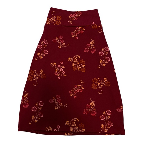 3/$25 LuLaRoe Floral Burgundy Skirt NWT - Picture 1 of 6